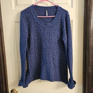 Blue Free People Knit Sweater